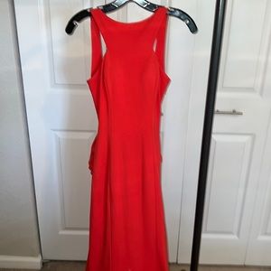 Red long tail gown